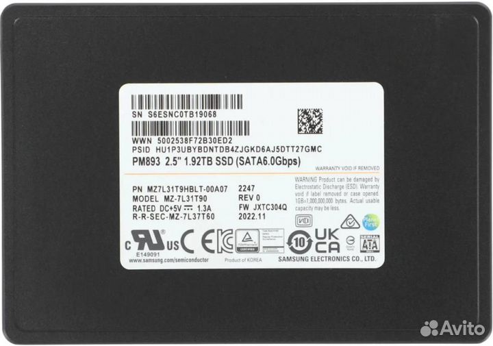 Твердотельный накопитель (SSD) Samsung MZ7L31T9hbl