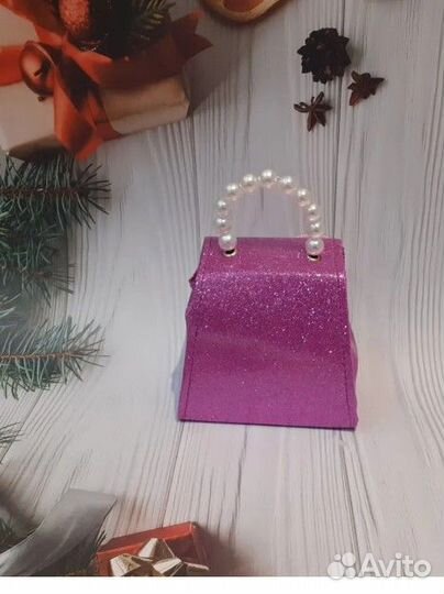 Розовая блестящая мини сумочка для девочки