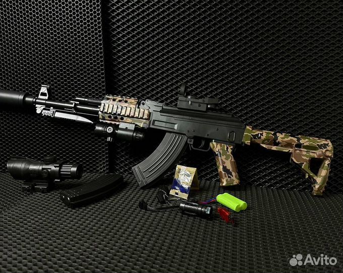 Игрушечный автомат с пульками ак-47