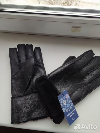 Перчатки из дубленой кожи меховые