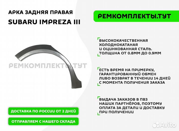 Арка задняя Subaru Impreza 3 правая