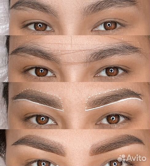 Татуаж бровей пудровое напыление бровей перманент