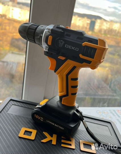 Аккумуляторная дрель шуруповерт deko 16v