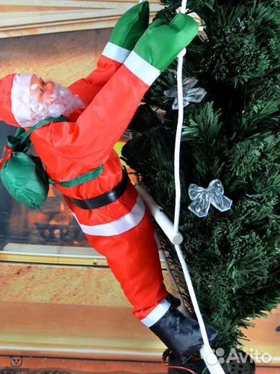 Гирлянда Дед Мороз на лестнице