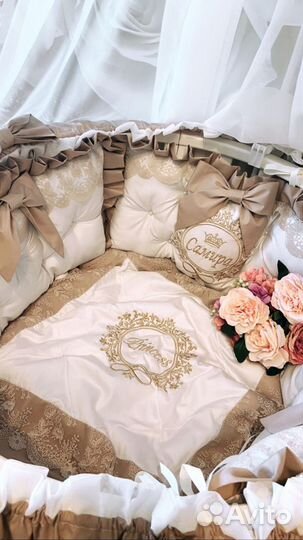 Бортики в кроватку люкс сатин