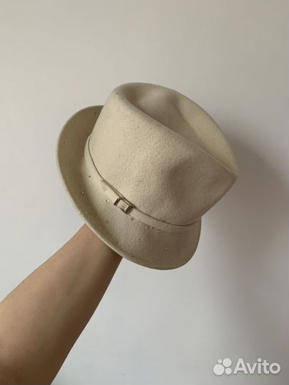 Шляпа с полями белая 100 шерсть