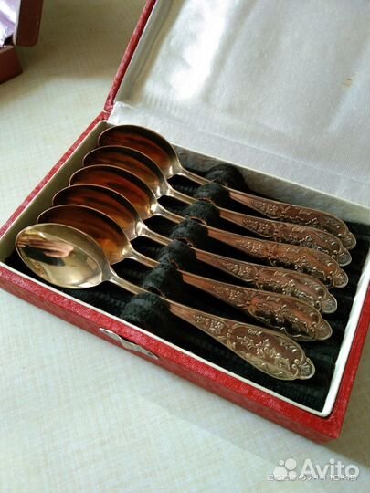 Чайные ложки.Мельхиор.СССР.Короб.Позолота