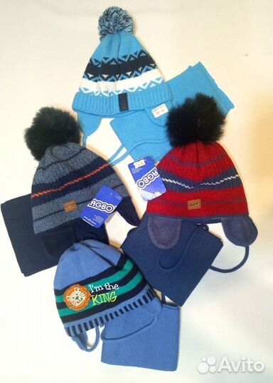 Новая зимняя шапка с шарфом для мальчика