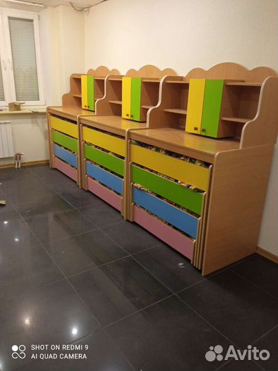 Кровать для детского сада 3х ярусная с тумбой