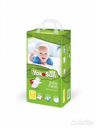 Подгузники-трусики YokoSun Eco, М (6-10 кг), 48 шт