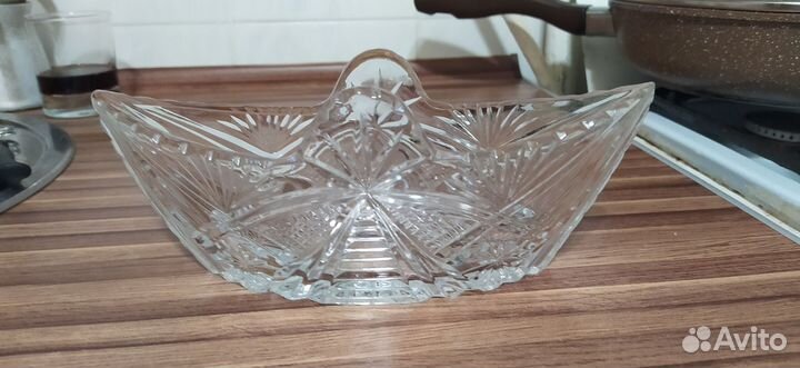 Хрустальная салатница лодочка