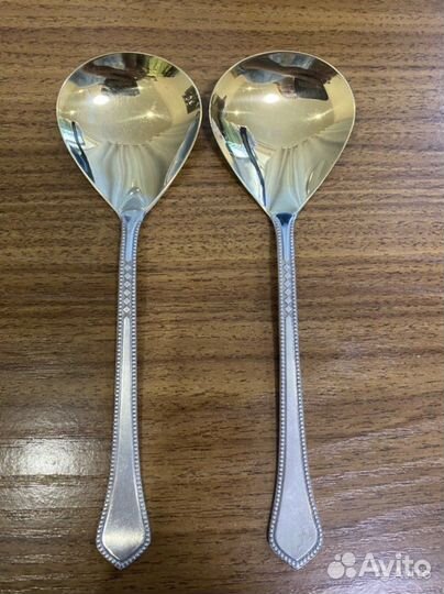 Десертные мельхиоровые ложки с позолотой
