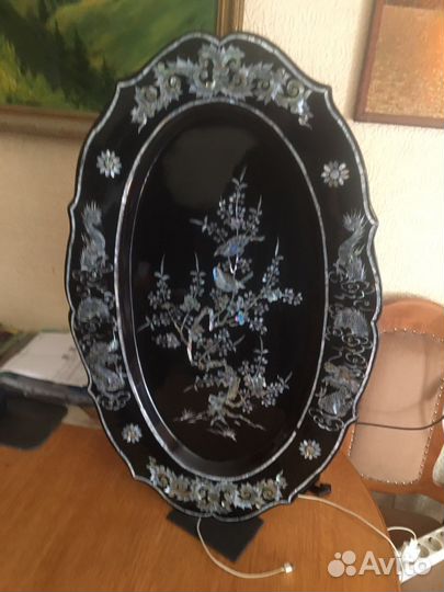 Блюдо декоративное с ракушечником и перламутром