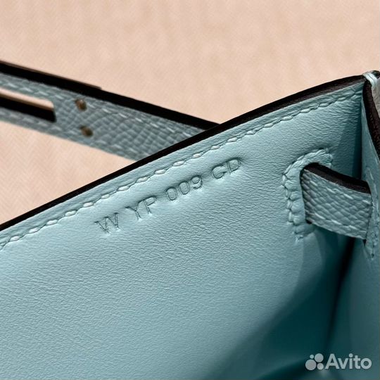 Сумка Hermes kelly pochette U2/ Blue zephyr epsom