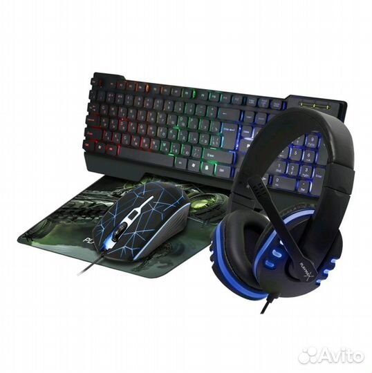 Игровой набор наушники,клавиатура,мышь,коврик нов