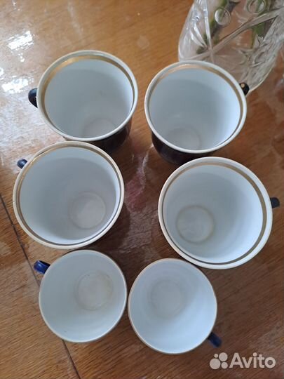 Чашки фарфоровые кобальтовые СССР винтаж