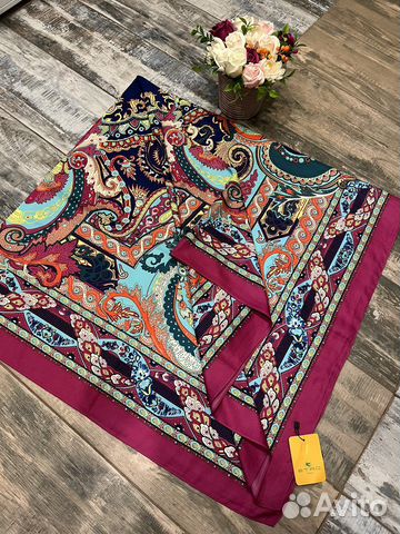 Шелковый платок большой Etro фуксия цветной