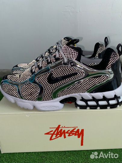 Кроссовки nike air zoom spiridon x stussy silver