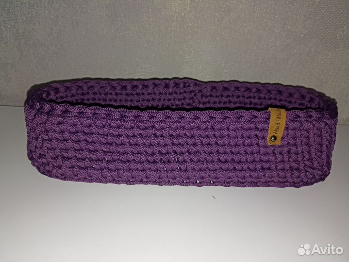 Корзинка вязанная фиолетовая