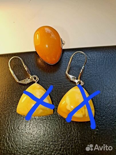 Серьги, кольцо, брошь янтарь СССР