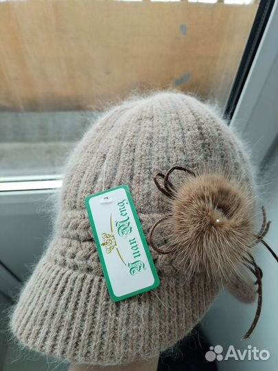 Комплект шапка и шарф новый натуральный