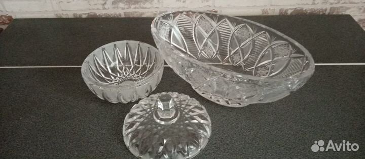 Вазы вазочки сахарница хрустальные СССР
