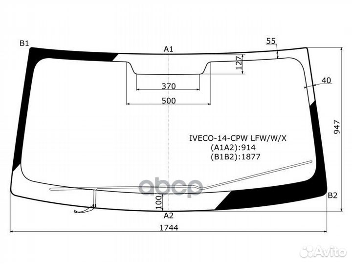 Стекло лобовое с обогревом щеток iveco daily VI