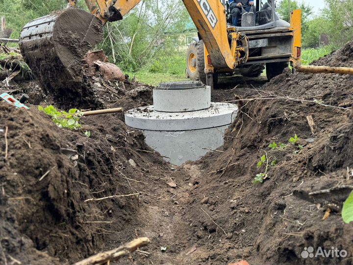 Монтаж канализации,установка колец,септиков