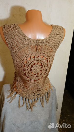 Топ в стиле бохо с бахромой ручная работа