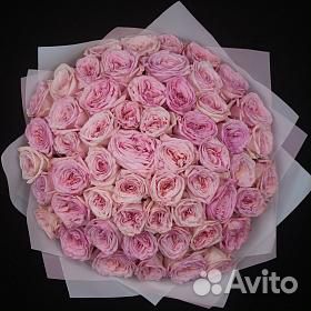 Букет 35 роз сорта Light Pink O’Hara, 60 см