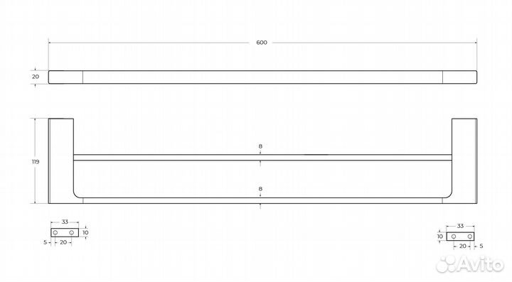 Cezares slider-THD-60-01 Полотенцедержа