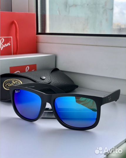 Очки ray ban justin Polaroid зеркальные синие