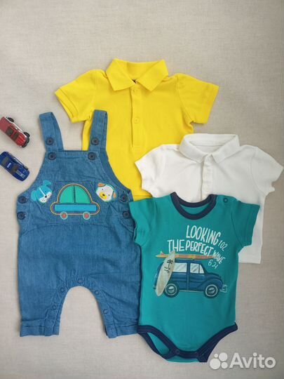 Вещи пакетом, полукомбинезон, поло, боди, 62