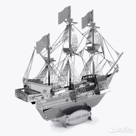 Металлическая 3D модель/макет корабля Golden Hind