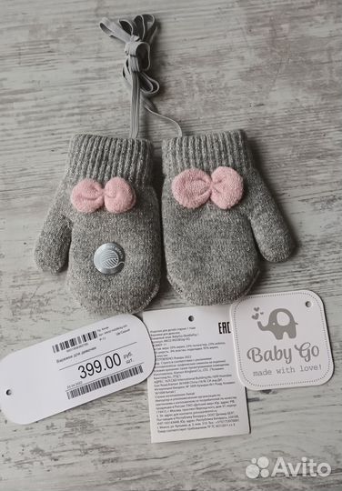 Варежки на девочку на 1 годик