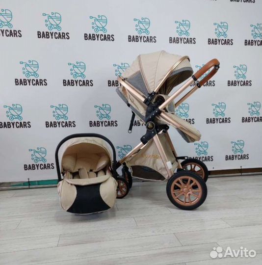 Коляска 3в1 трансформер Новая (светло-Бежевый)