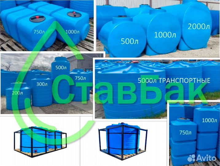 Пластиковые емкости, баки, для воды, топлива, кас
