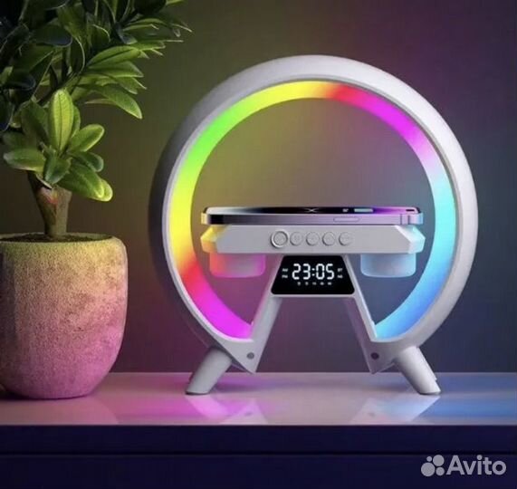 Умная колонка ночник с беспроводной зарядкой