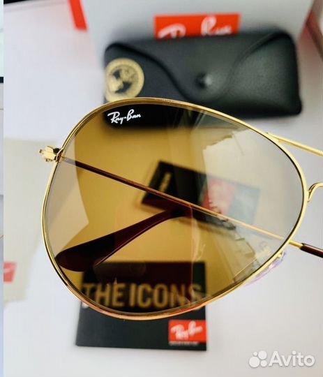 Очки ray ban aviator коричневые