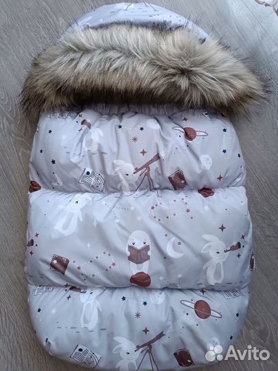 Зимний конверт в коляску на овчине