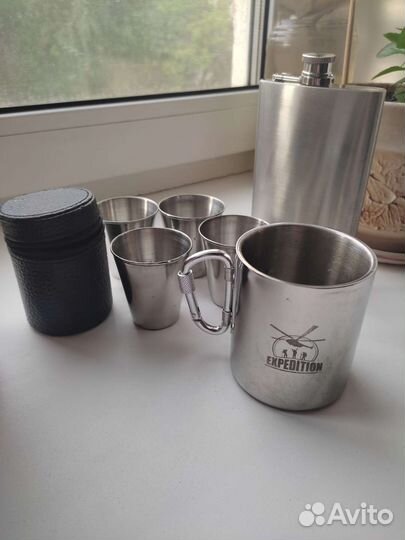 Туристическая посуда, фляжка, стопки, кружка