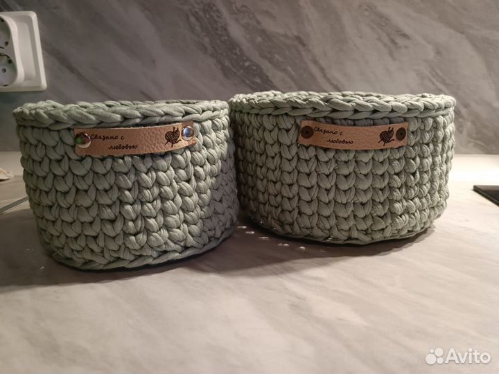 Корзинка из трикотажной пряжи
