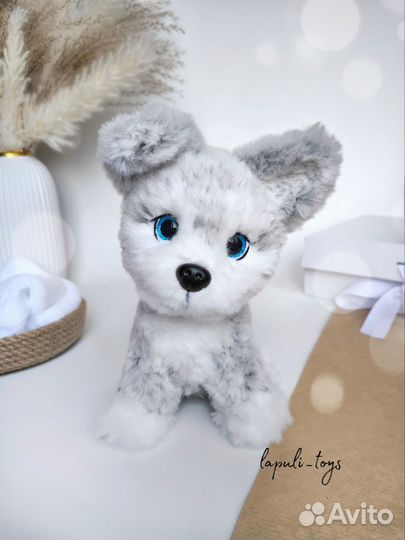 Вязаная игрушка собачка. Игрушка щенок