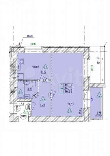 1-к. квартира, 36,5 м², 4/5 эт.