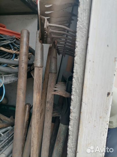 Грабли лопата тряпка лейка