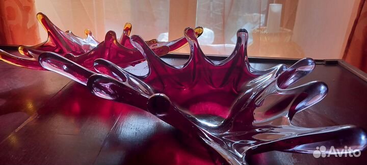 Ваза конфетница цветное стекло