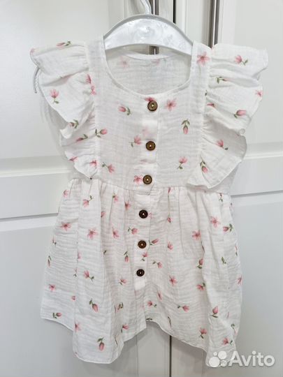 Детское муслиновое платье 74,80,86,92,98,104