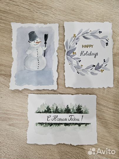 Набор акварельных открыток ручной работы