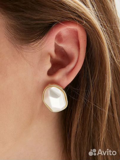 Винтажные серьги с жемчугом крупные бижутерия