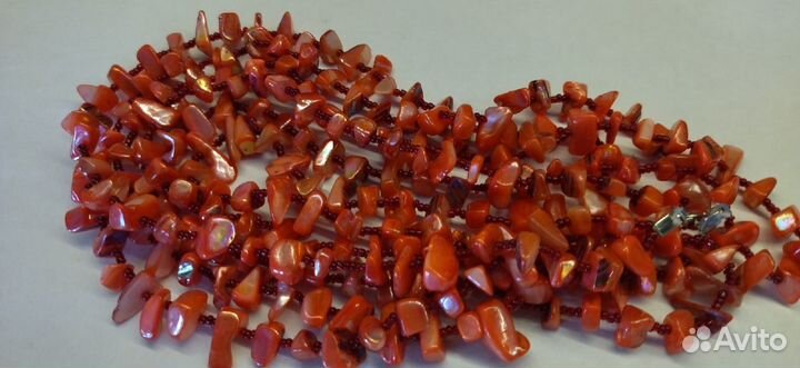 Бусы трёхрядные. натуральный камень+бисер